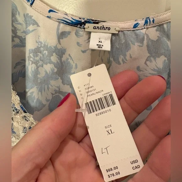 Anthropologie Blue Lace Swing Cami Sz XL - Picture 9 of 10